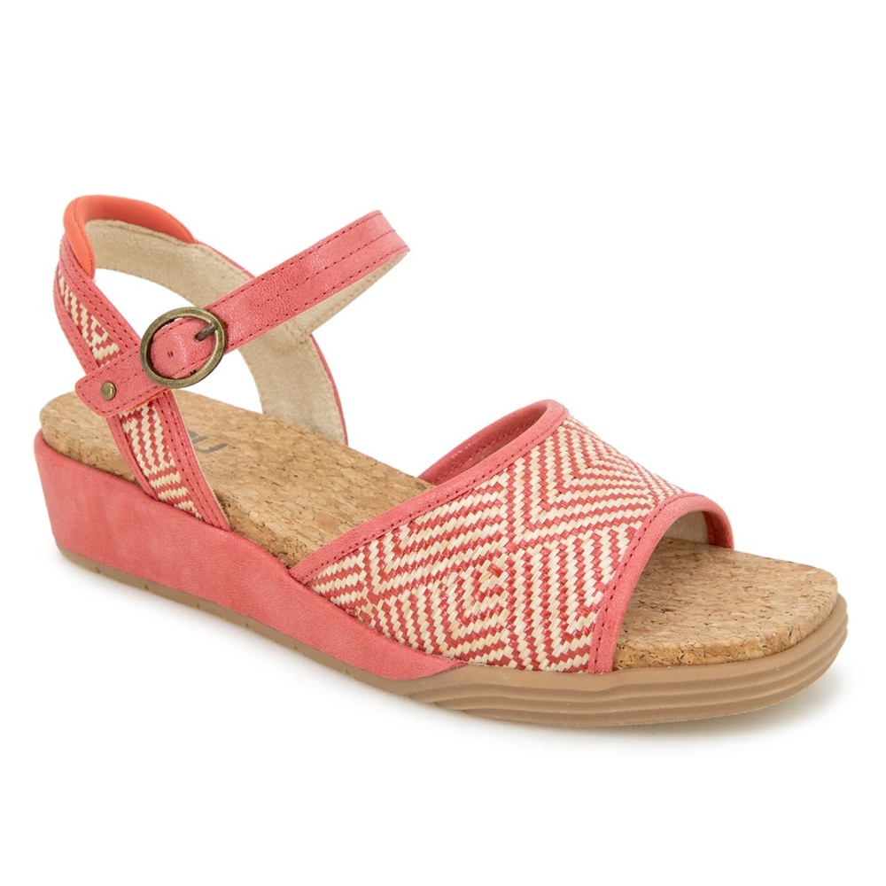 New in Box Jambu Whitney Coral Raffia Sandals